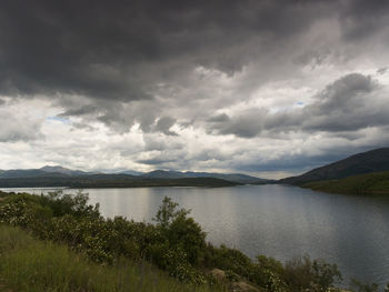 Scenic view of lake against sky