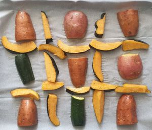 High angle view of various vegetables