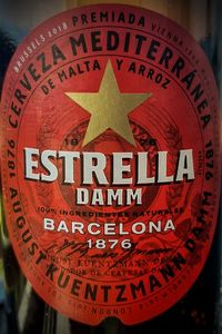 Close-up of information sign