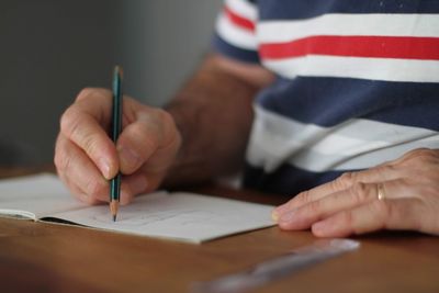 Close-up of hand holding book