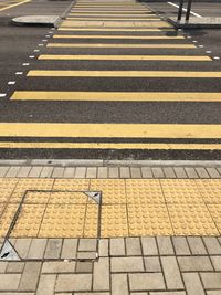 High angle view of zebra crossing on road