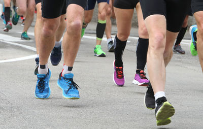 Low section of people running