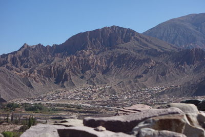 Scenic view of mountains against clear sky