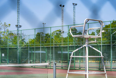 Soccer field against sky