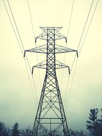 Low angle view of electricity pylon against sky