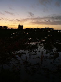 View of cityscape at sunset