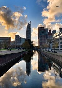 Reflection of buildings in city