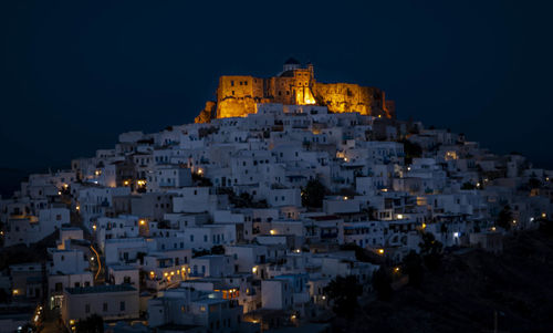 Buildings at santorini during night