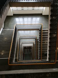 High angle view of spiral staircase in building