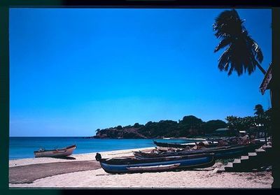 Scenic view of sea against clear sky