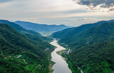 Scenic view of mountains against sky