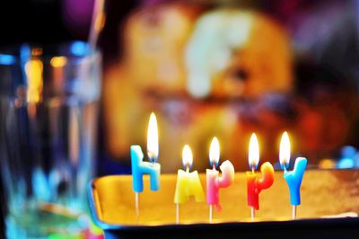 Close-up of illuminated candles