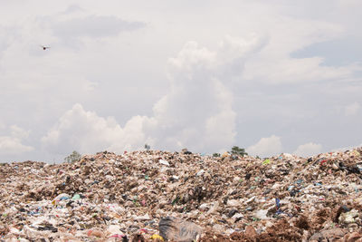 Close-up of garbage against sky