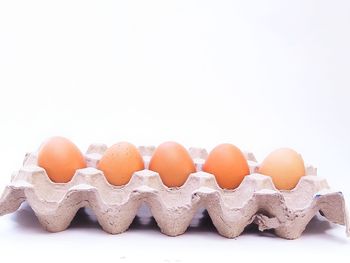 Close-up of cake against white background