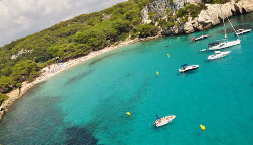 Scenic view of boats in sea