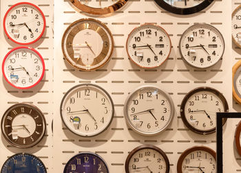 Close-up of clock on wall