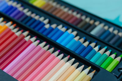 Close-up of multi colored pencils