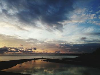 Scenic view of sea against sky at sunset