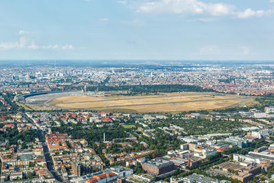 High angle view of townscape against sky