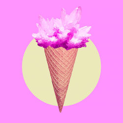 Close-up of ice cream against pink background