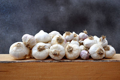 Close-up of garlic on table