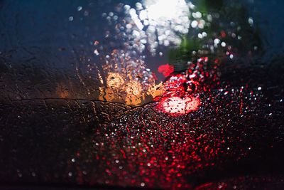 Wet glass window during rainy season