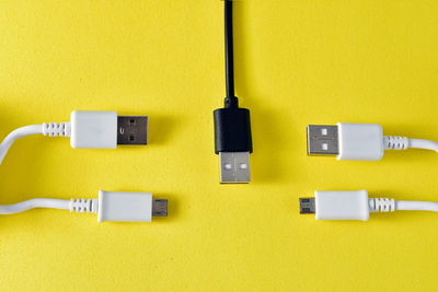 Close-up of yellow machine on wall