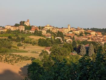 High angle view of townscape against sky