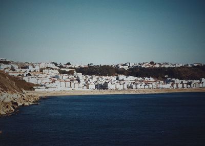 Scenic view of landscape against clear blue sky