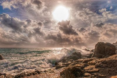 Scenic view of sea against sky during sunset