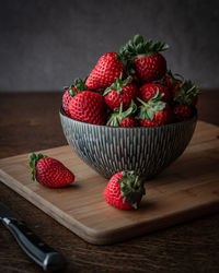 Close-up of strawberries on table