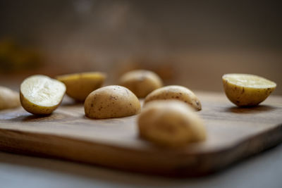 Close-up of fruits on cutting board