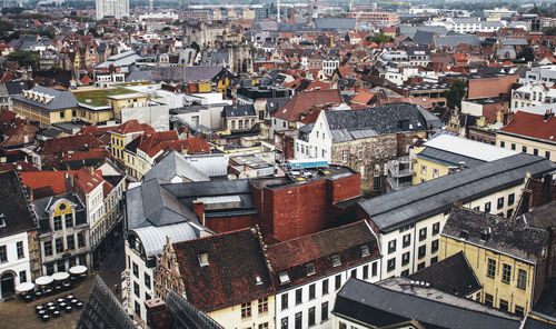 High angle view of buildings in city