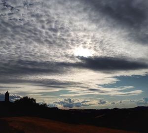 Scenic view of silhouette landscape against sky during sunset