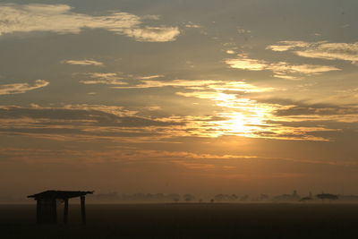 Scenic view of silhouette land against sky during sunset