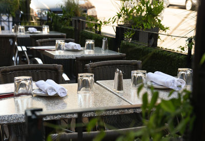 Chairs and tables in cafe