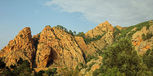 Panoramic view of rocks and mountains against sky