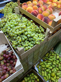 High angle view of fruits for sale in market