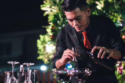 Young man playing music