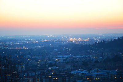 Aerial view of city at night