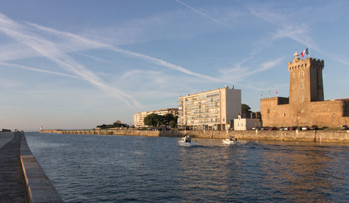 Arundel's tower and the entrance to the port of les sables d'olonne in vendée