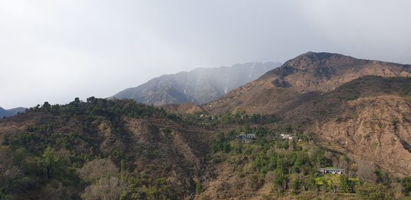 Panoramic view of landscape and mountains against sky