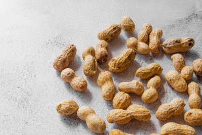 High angle view of cookies against white background