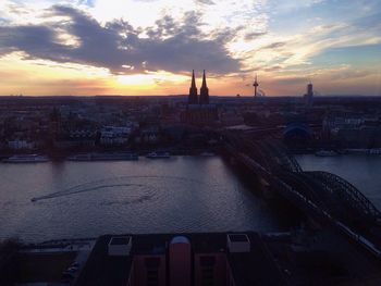 View of city at sunset