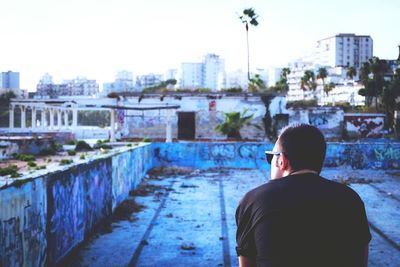 Woman standing in city