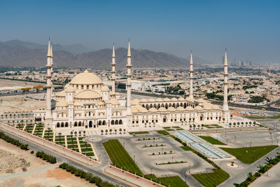 High angle view of buildings in city