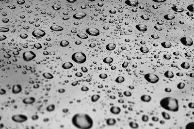 Full frame shot of raindrops on glass window