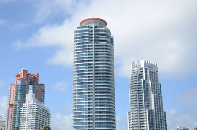Low angle view of modern buildings against sky