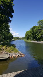 Scenic view of lake against clear sky