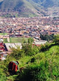 High angle shot of residential district